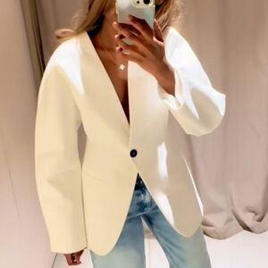 Zara Fitted Blazer White Bloggers Favorite!!! Size XL